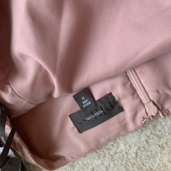 NWT Vera Wang Blush Pink Asymmetric Sequined Lace Cocktail Dress, 12 - Picture 6 of 8